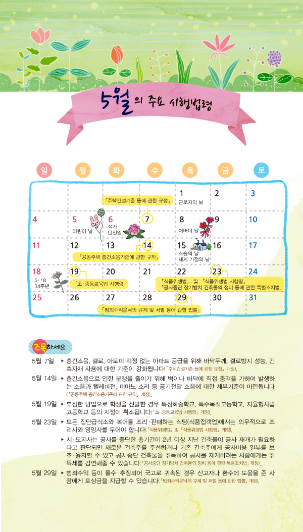 5월의 주요 시행법령이 새 창으로 열립니다.