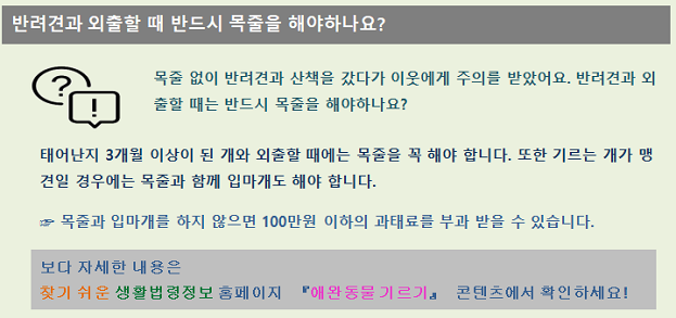 반려견과 외출할 때 반드시 목줄을 해야 하나요?