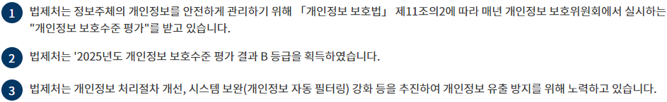 개인정보 보호수준 평가 결과