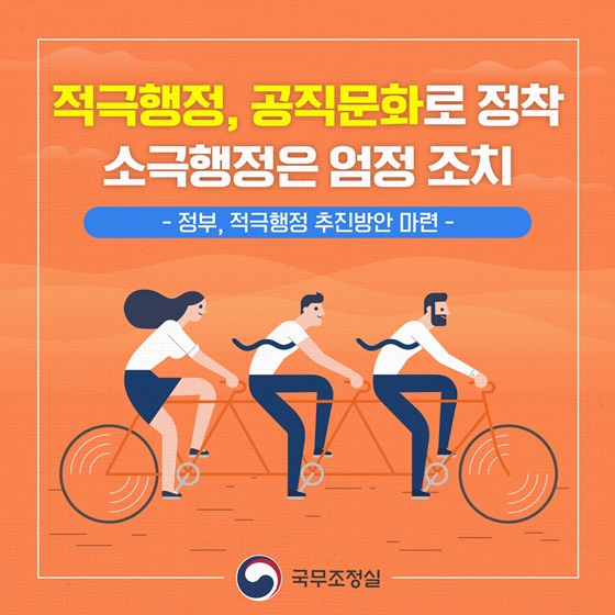 적극행정, 공직문화로 정착 소극행정은 엄정 조치 - 정부, 적극행정 추진방안 마련 - 국무조정실