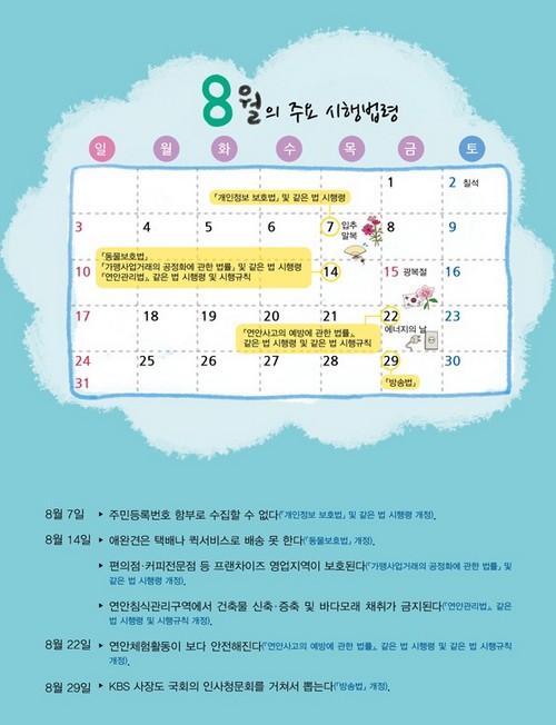 8월의 주요 시행법령