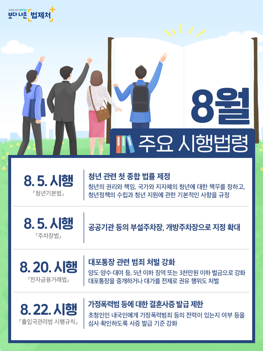 8월 주요 시행법령 이미지